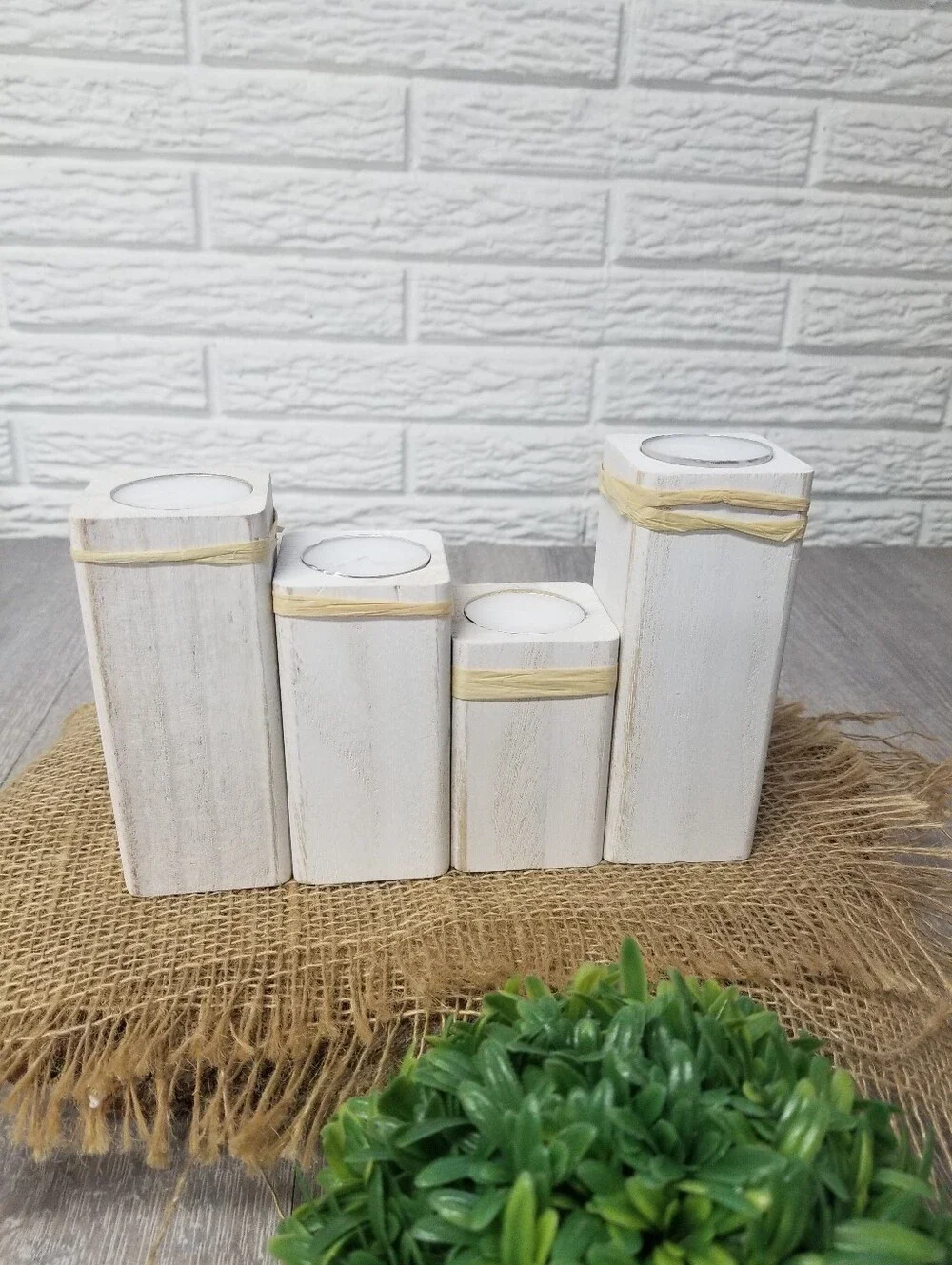 Luck Of The Irish Wooden Block Candle Holders